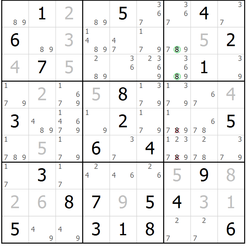 Position des candidats pour la solution de la Gr 35 page 38 du magazine de sudoku Maestro n° 102