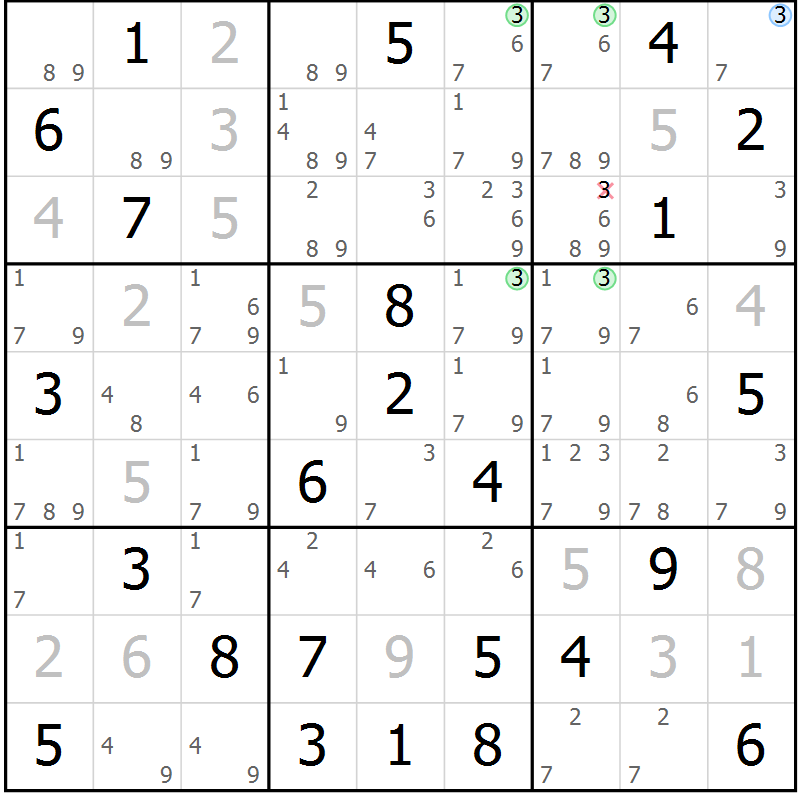 Position des candidats pour la solution de la Gr 35 page 38 du magazine de sudoku Maestro n° 102