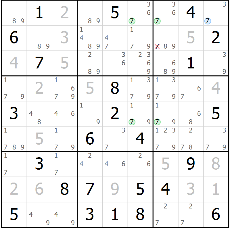 Position des candidats pour la solution de la Gr 35 page 38 du magazine de sudoku Maestro n° 102