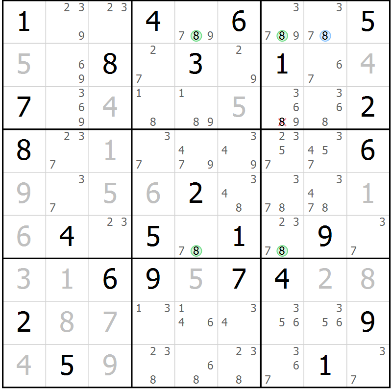 Position des candidats pour la solution de la Gr 37 page 40 du magazine de sudoku Maestro n° 102