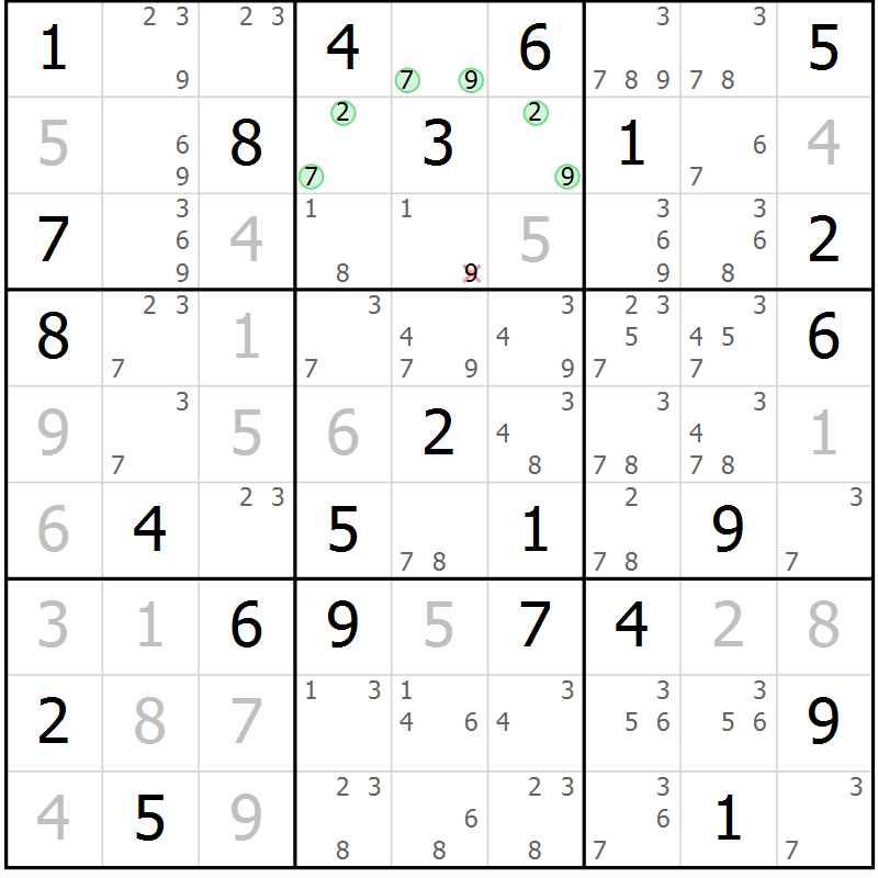 Position des candidats pour la solution de la Gr 37 page 40 du magazine de sudoku Maestro n° 102