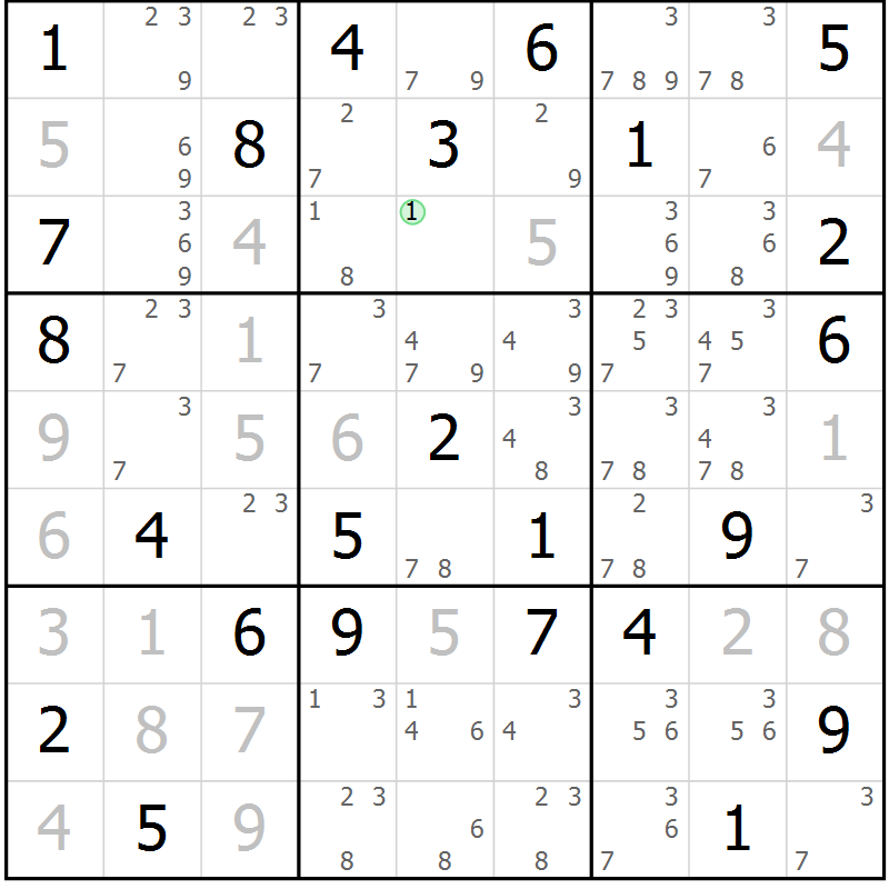 Position des candidats pour la solution de la Gr 37 page 40 du magazine de sudoku Maestro n° 102