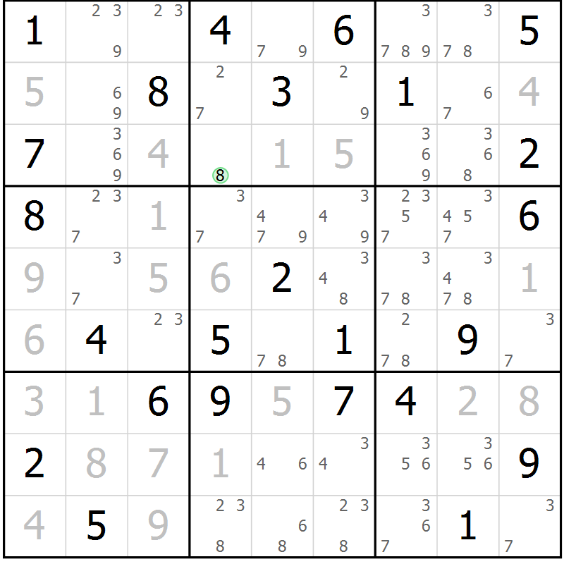 Position des candidats pour la solution de la Gr 37 page 40 du magazine de sudoku Maestro n° 102
