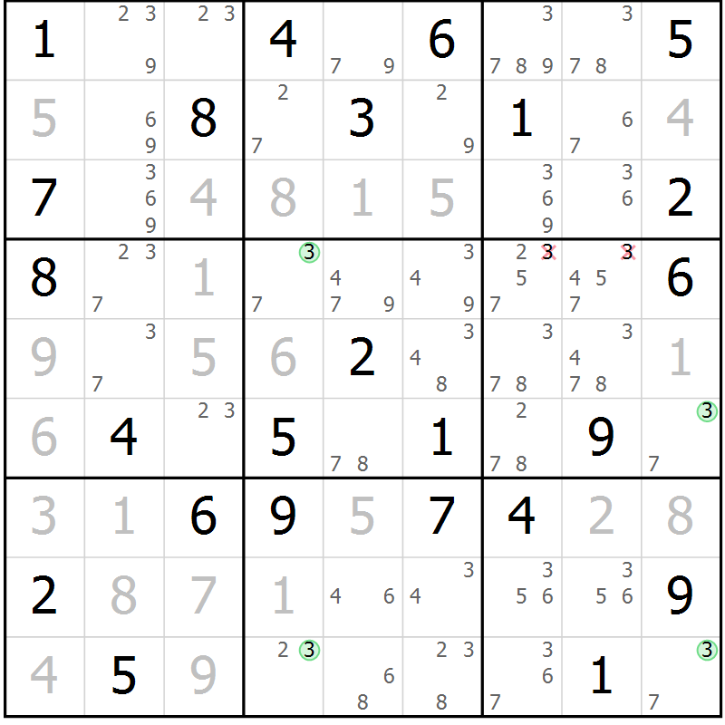 Position des candidats pour la solution de la Gr 37 page 40 du magazine de sudoku Maestro n° 102