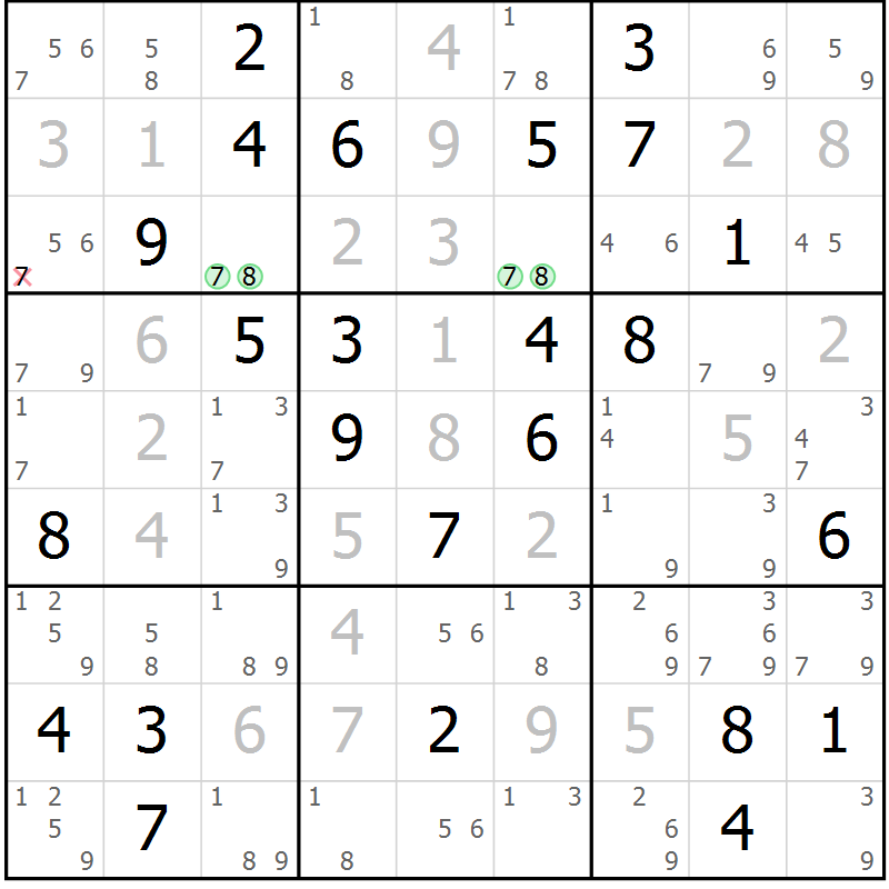 Position des candidats pour la solution de la Gr 38 page 41 du magazine de sudoku Maestro n° 102