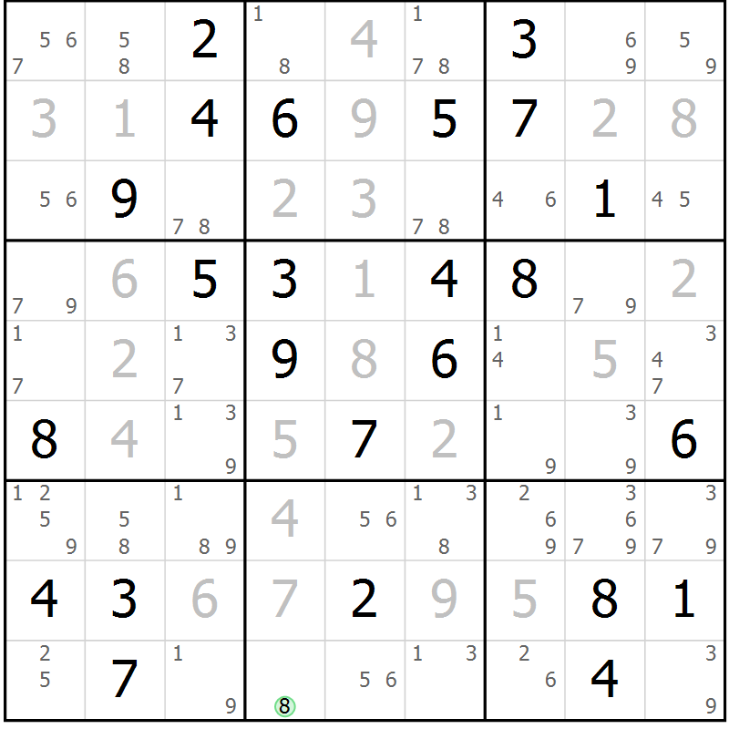 Position des candidats pour la solution de la Gr 38 page 41 du magazine de sudoku Maestro n° 102