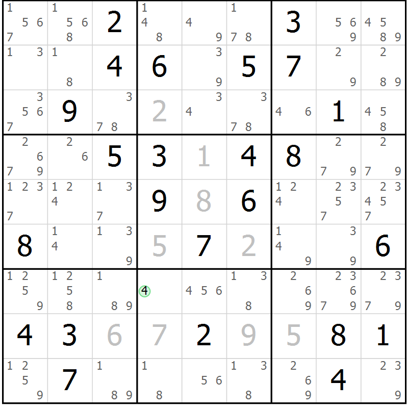 Position des candidats pour la solution de la Gr 38 page 41 du magazine de sudoku Maestro n° 102