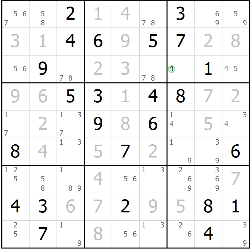Position des candidats pour la solution de la Gr 38 page 41 du magazine de sudoku Maestro n° 102