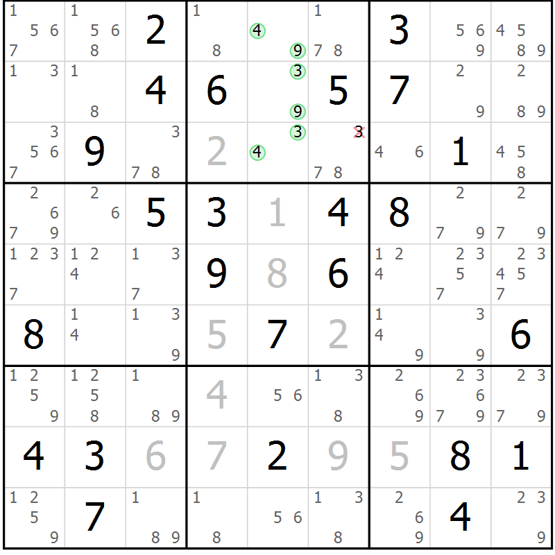 Position des candidats pour la solution de la Gr 38 page 41 du magazine de sudoku Maestro n° 102