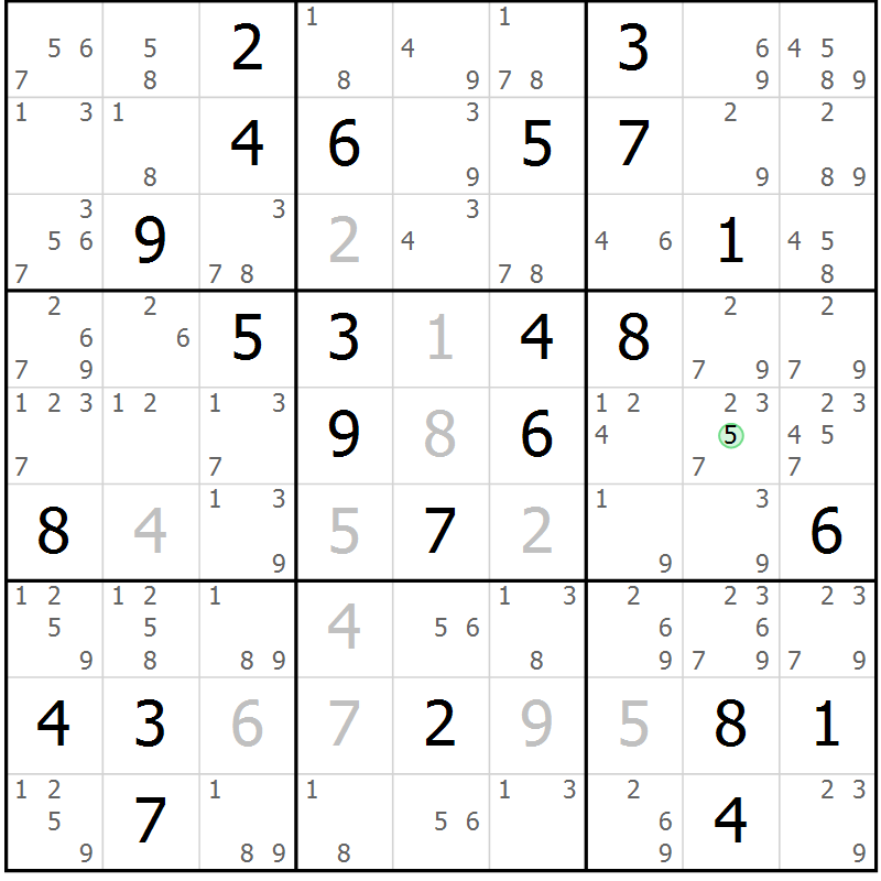 Position des candidats pour la solution de la Gr 38 page 41 du magazine de sudoku Maestro n° 102