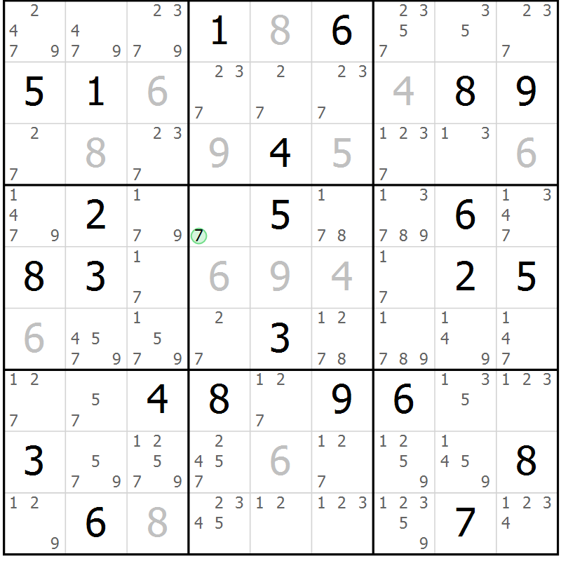 Position des candidats pour la solution de la Gr 39 page 42 du magazine de sudoku Maestro n° 102