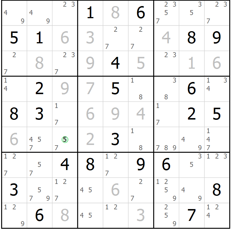 Position des candidats pour la solution de la Gr 39 page 42 du magazine de sudoku Maestro n° 102