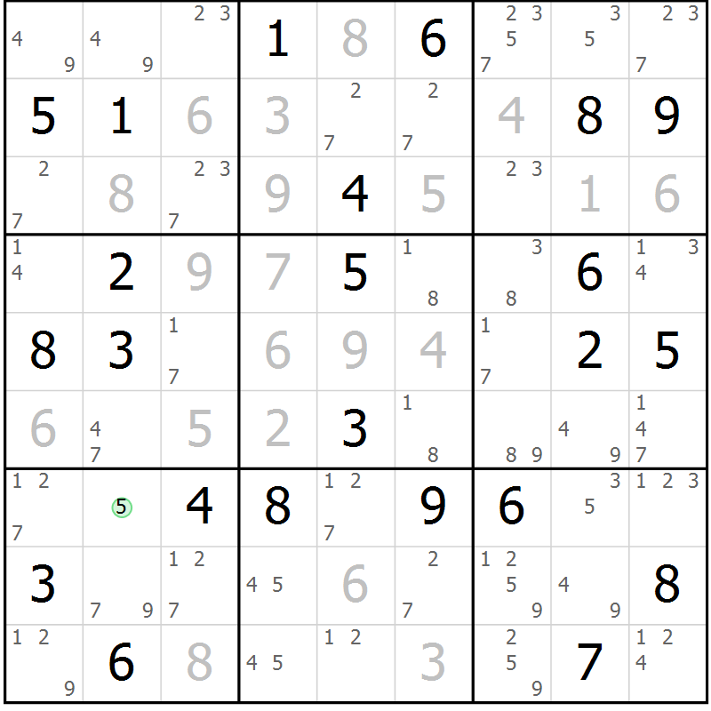 Position des candidats pour la solution de la Gr 39 page 42 du magazine de sudoku Maestro n° 102