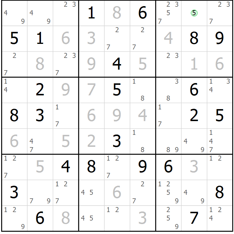 Position des candidats pour la solution de la Gr 39 page 42 du magazine de sudoku Maestro n° 102