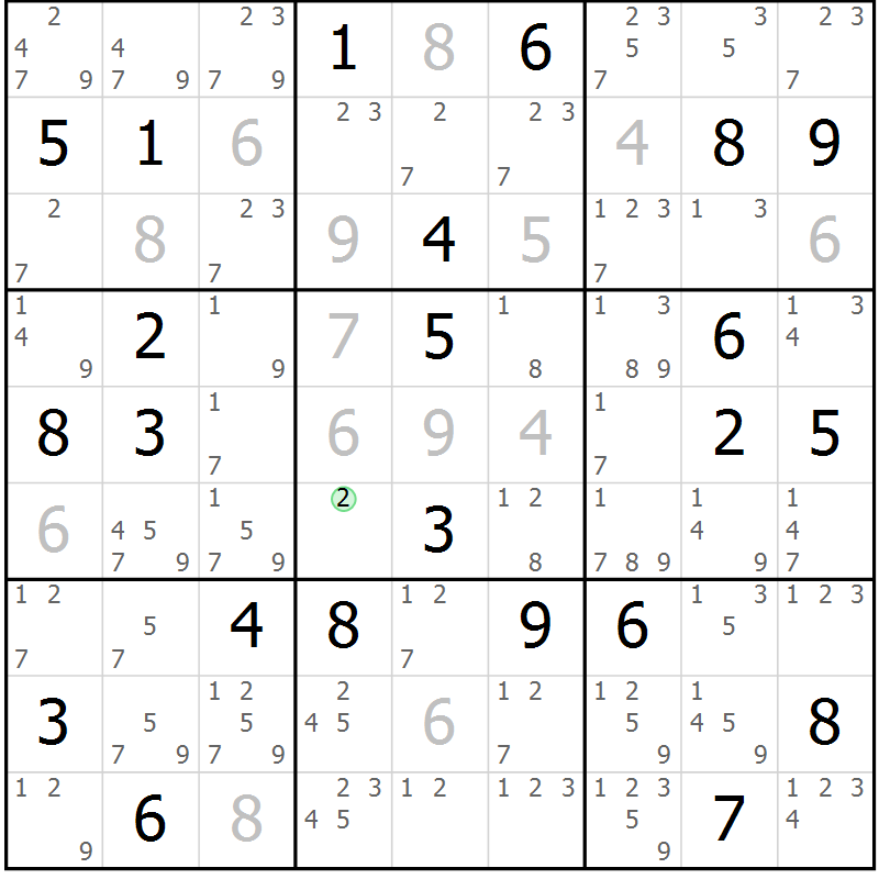 Position des candidats pour la solution de la Gr 39 page 42 du magazine de sudoku Maestro n° 102