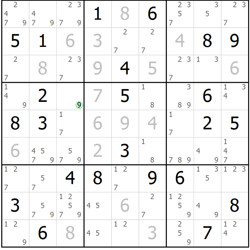 Position des candidats pour la solution de la Gr 39 page 42 du magazine de sudoku Maestro n° 102