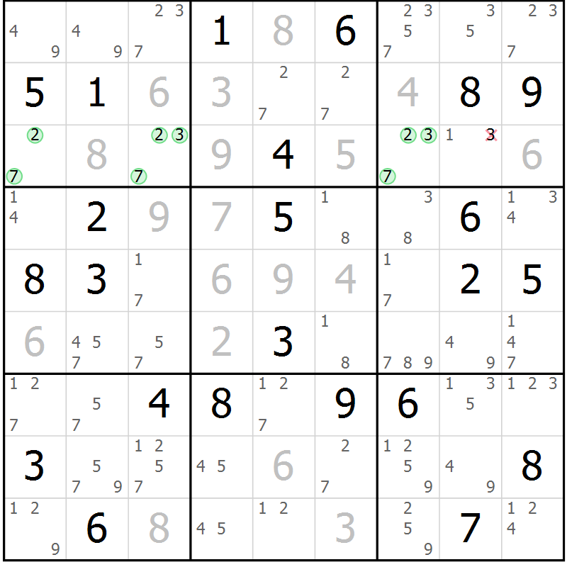 Position des candidats pour la solution de la Gr 39 page 42 du magazine de sudoku Maestro n° 102