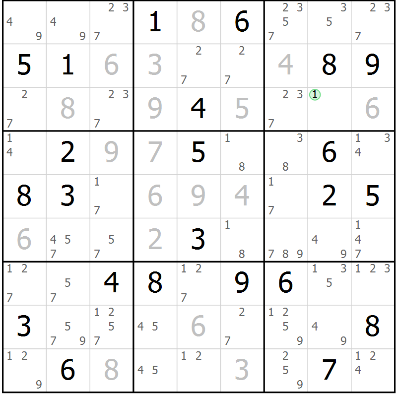 Position des candidats pour la solution de la Gr 39 page 42 du magazine de sudoku Maestro n° 102