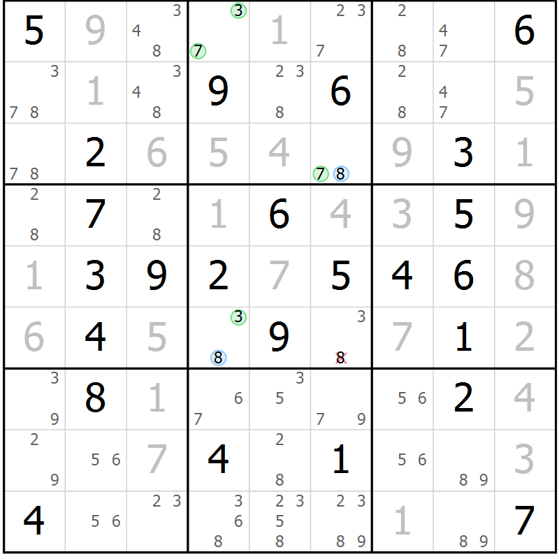 Position des candidats pour la solution de la Gr 40 page 43 du magazine de sudoku Maestro n° 102