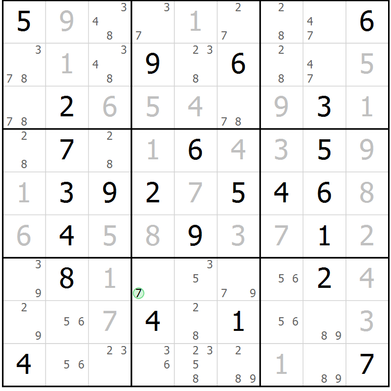 Position des candidats pour la solution de la Gr 40 page 43 du magazine de sudoku Maestro n° 102