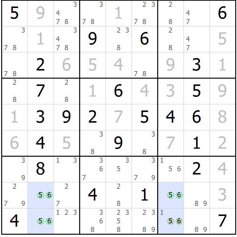 Position des candidats pour la solution de la Gr 40 page 43 du magazine de sudoku Maestro n° 102