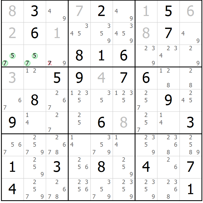 Position des candidats pour la solution de la Gr 41 page 44 du magazine de sudoku Maestro n° 102