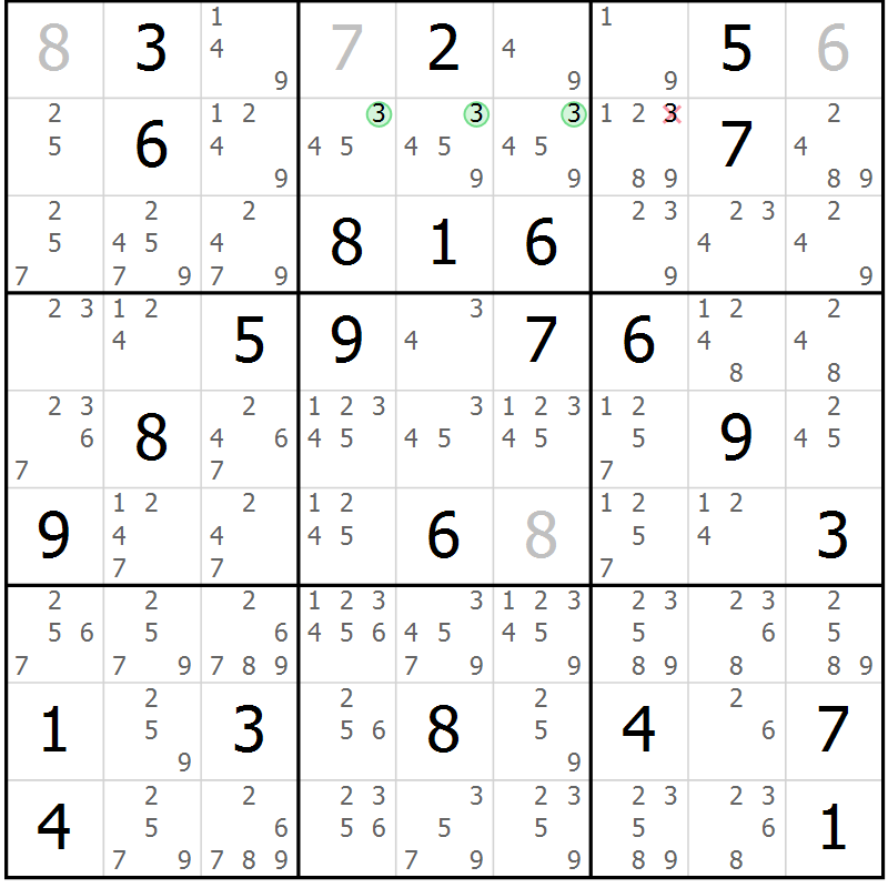 Position des candidats pour la solution de la Gr 41 page 44 du magazine de sudoku Maestro n° 102