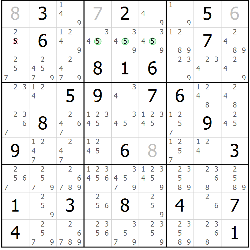 Position des candidats pour la solution de la Gr 41 page 44 du magazine de sudoku Maestro n° 102