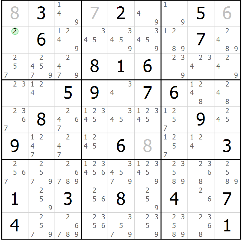 Position des candidats pour la solution de la Gr 41 page 44 du magazine de sudoku Maestro n° 102