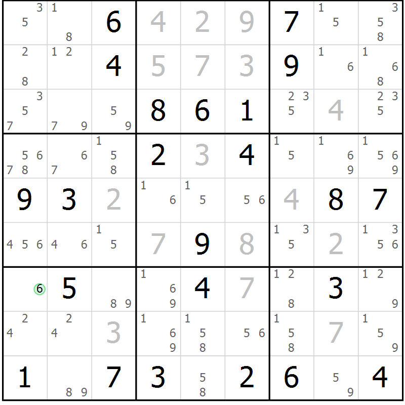 Position des candidats pour la solution de la Gr 42 page 45 du magazine de sudoku Maestro n° 102