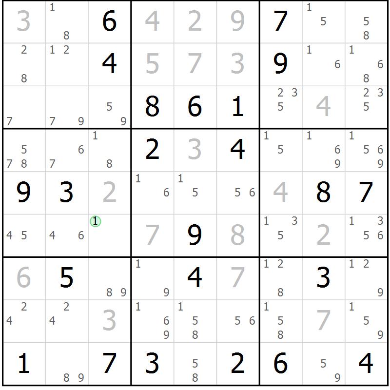 Position des candidats pour la solution de la Gr 42 page 45 du magazine de sudoku Maestro n° 102