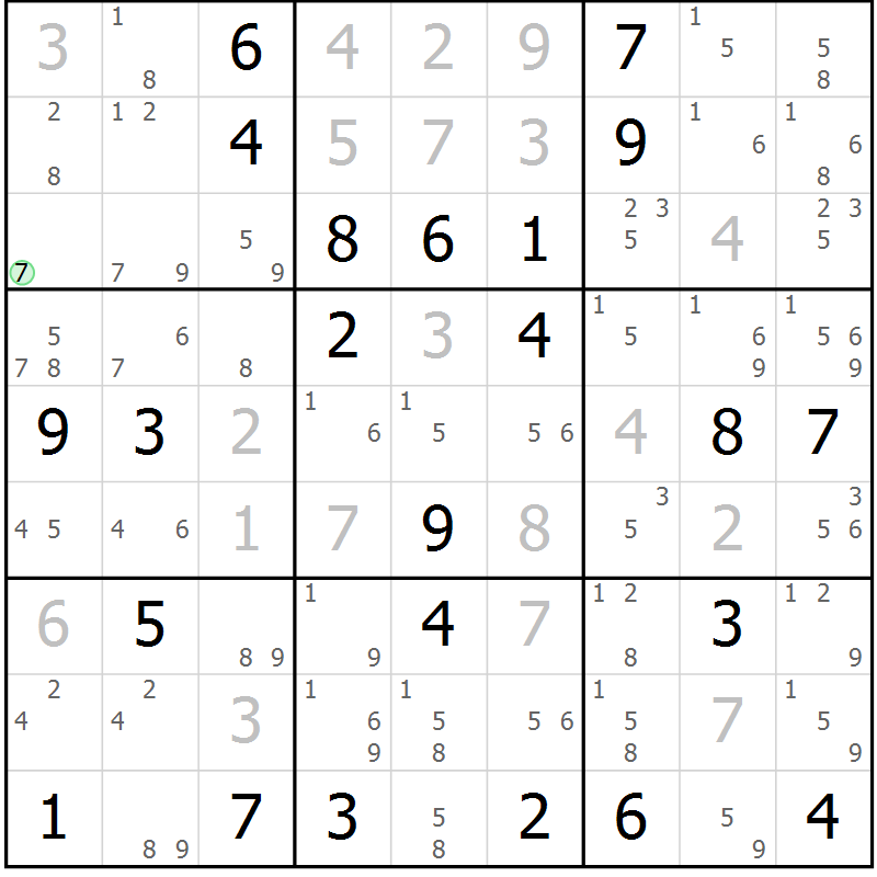 Position des candidats pour la solution de la Gr 42 page 45 du magazine de sudoku Maestro n° 102
