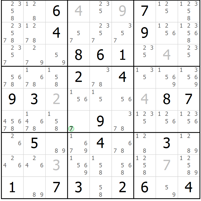 Position des candidats pour la solution de la Gr 42 page 45 du magazine de sudoku Maestro n° 102