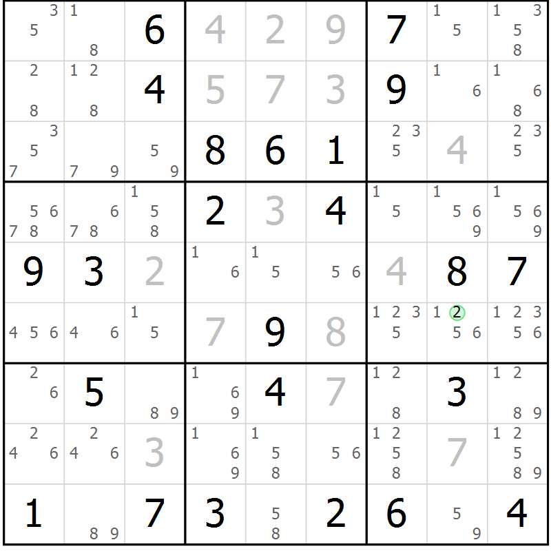 Position des candidats pour la solution de la Gr 42 page 45 du magazine de sudoku Maestro n° 102