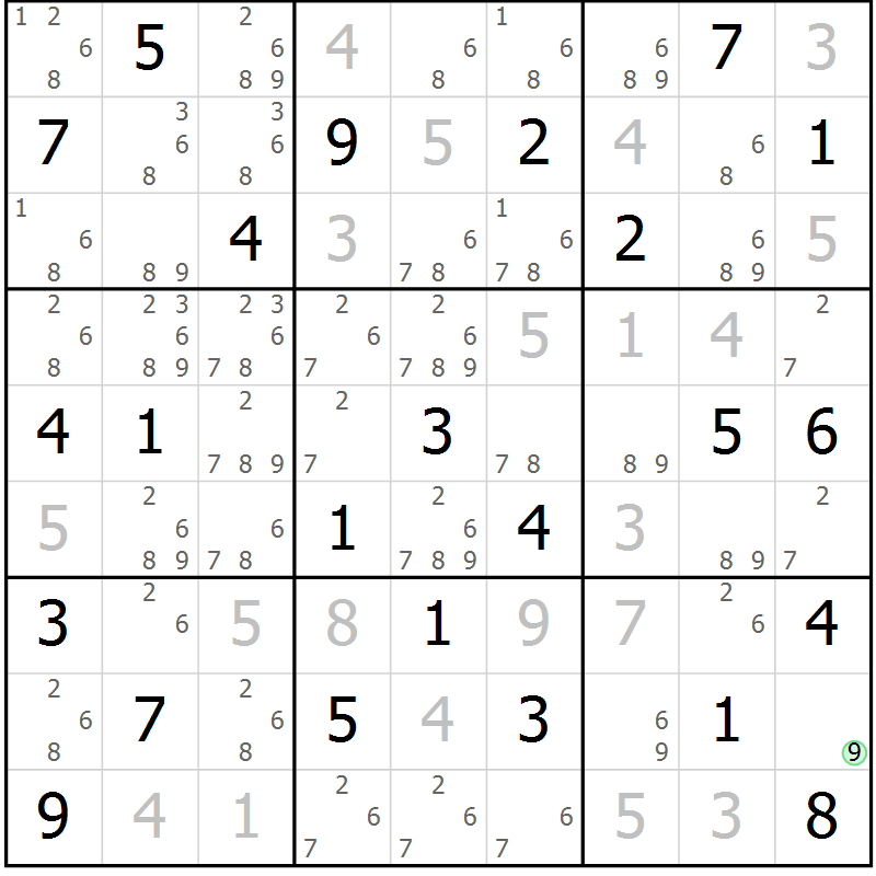 Position des candidats pour la solution de la Gr 44 page 47 du magazine de sudoku Maestro n° 102