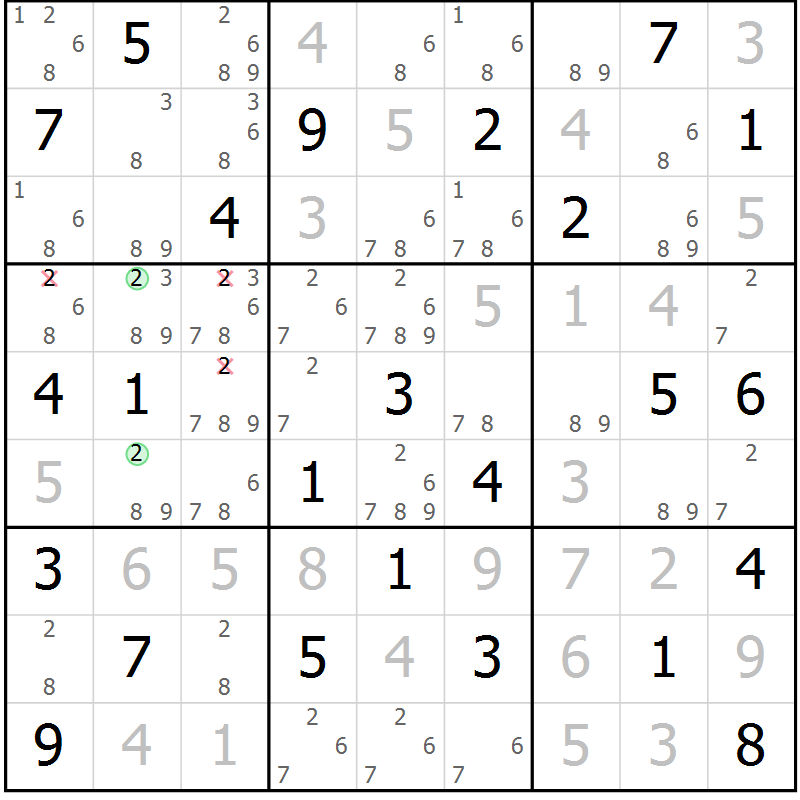 Position des candidats pour la solution de la Gr 44 page 47 du magazine de sudoku Maestro n° 102