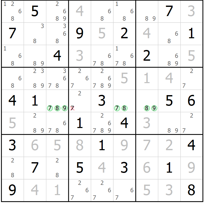 Position des candidats pour la solution de la Gr 44 page 47 du magazine de sudoku Maestro n° 102