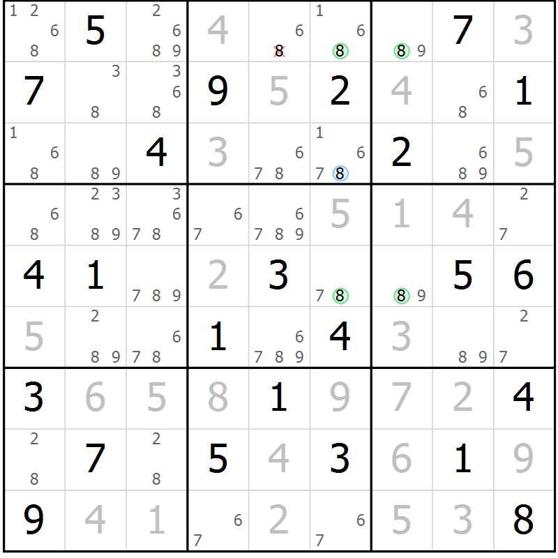 Position des candidats pour la solution de la Gr 44 page 47 du magazine de sudoku Maestro n° 102