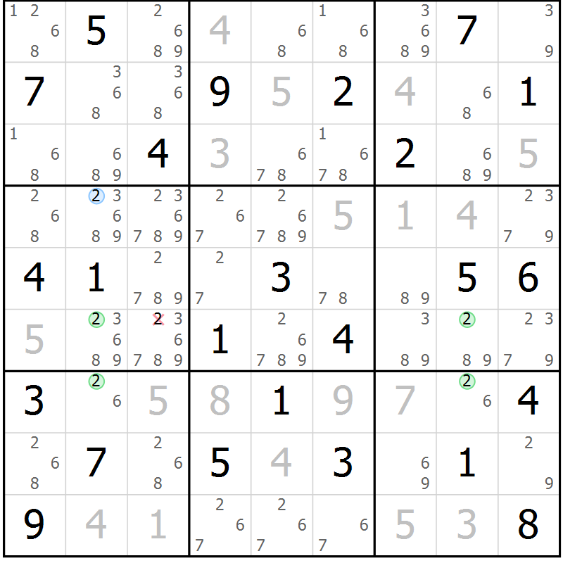 Position des candidats pour la solution de la Gr 44 page 47 du magazine de sudoku Maestro n° 102