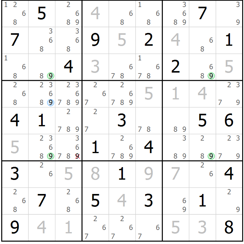 Position des candidats pour la solution de la Gr 44 page 47 du magazine de sudoku Maestro n° 102