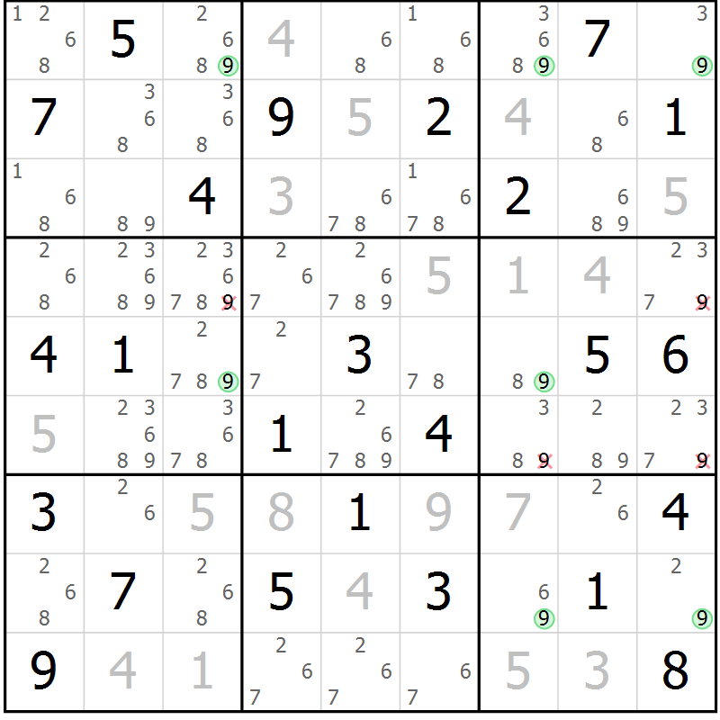 Position des candidats pour la solution de la Gr 44 page 47 du magazine de sudoku Maestro n° 102