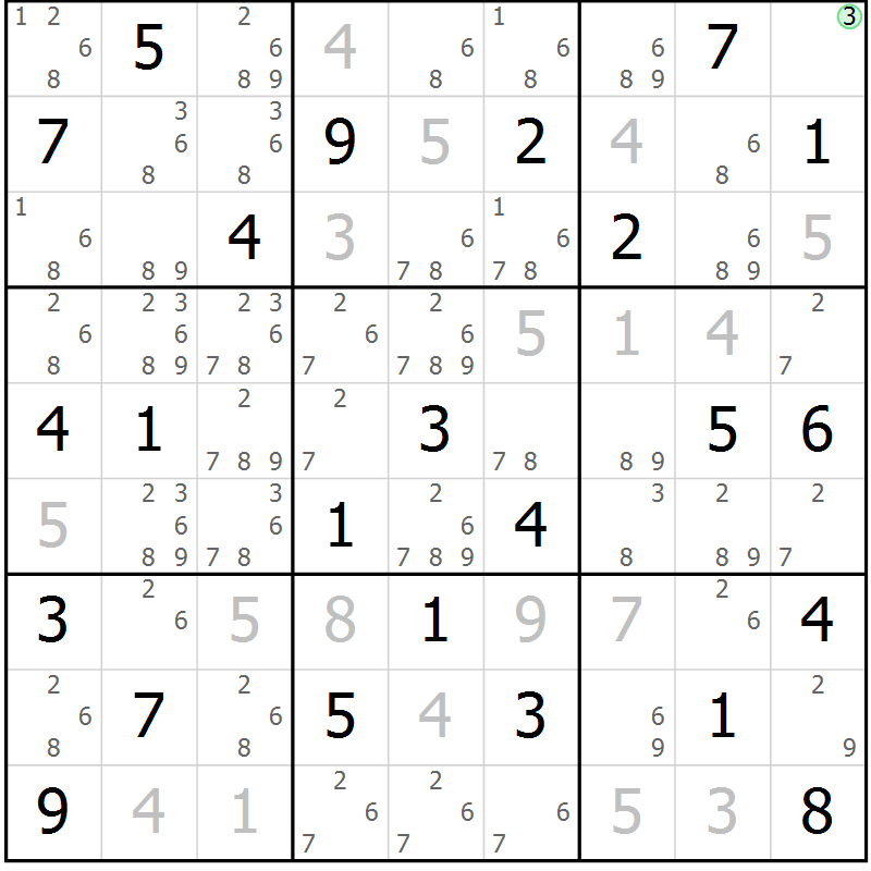 Position des candidats pour la solution de la Gr 44 page 47 du magazine de sudoku Maestro n° 102