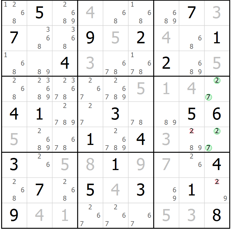 Position des candidats pour la solution de la Gr 44 page 47 du magazine de sudoku Maestro n° 102