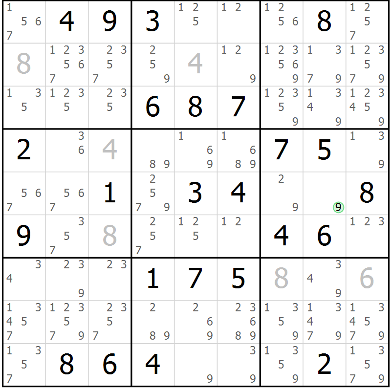 Position des candidats pour la solution de la Gr 45 page 48 du magazine de sudoku Maestro n° 102