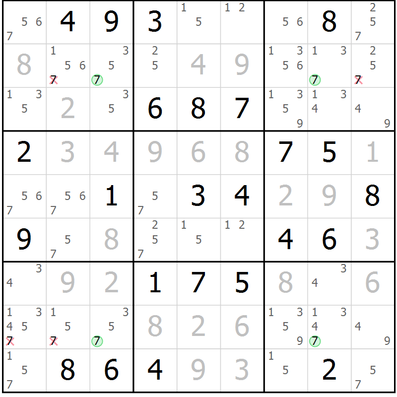 Position des candidats pour la solution de la Gr 45 page 48 du magazine de sudoku Maestro n° 102