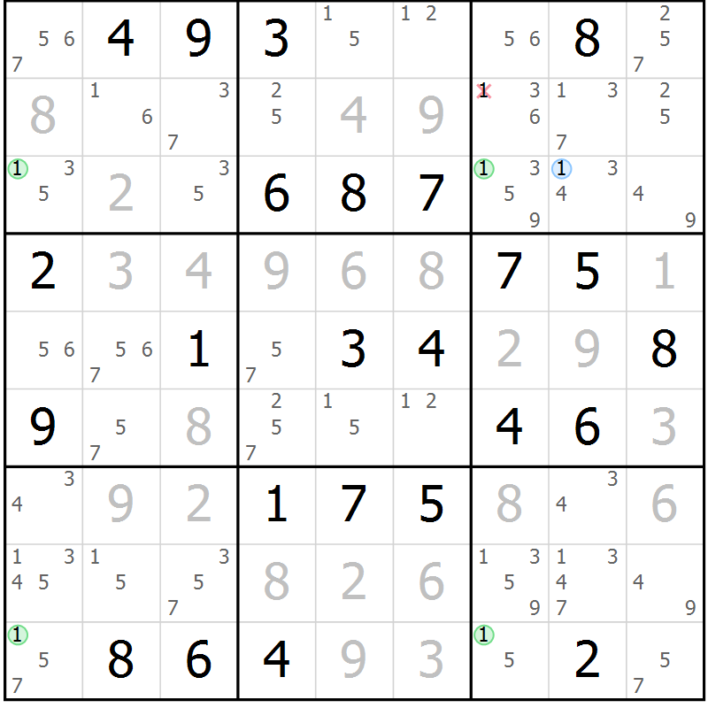 Position des candidats pour la solution de la Gr 45 page 48 du magazine de sudoku Maestro n° 102