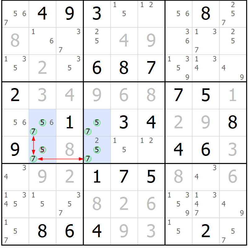 Position des candidats pour la solution de la Gr 45 page 48 du magazine de sudoku Maestro n° 102