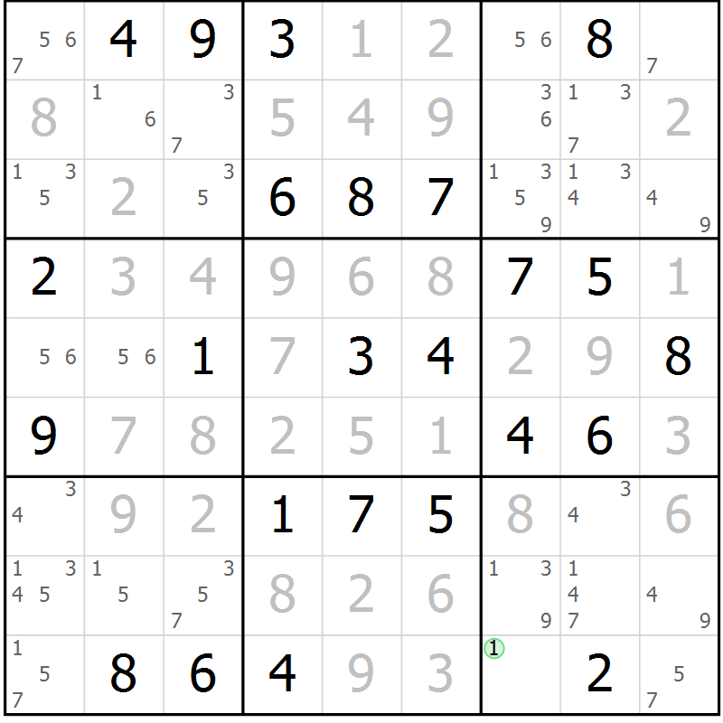 Position des candidats pour la solution de la Gr 45 page 48 du magazine de sudoku Maestro n° 102