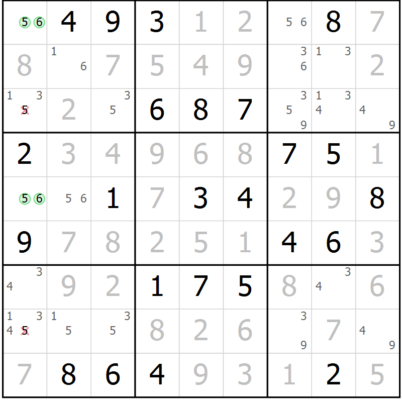 Position des candidats pour la solution de la Gr 45 page 48 du magazine de sudoku Maestro n° 102