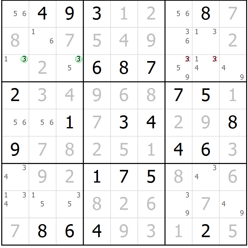 Position des candidats pour la solution de la Gr 45 page 48 du magazine de sudoku Maestro n° 102